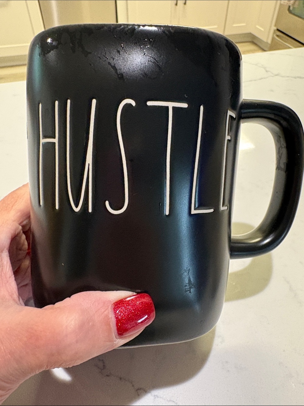 Rae Dunn Black "HUSTLE" Ceramic Mug